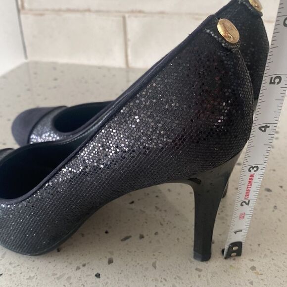 Monet Women’s Black Shimmery Glamorous Heels Pumps Size 6 - Picture 7 of 12